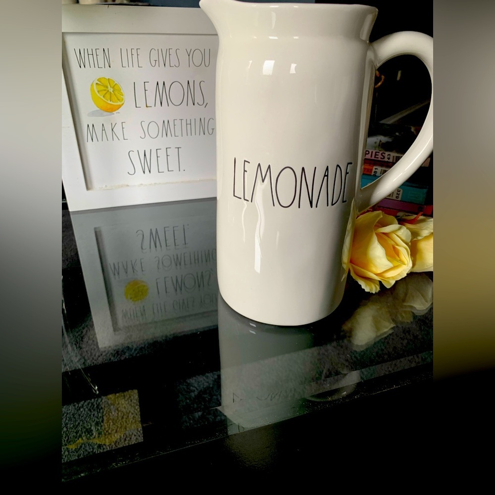 Rae Dunn White LEMONADE Pitcher NWOT. Used for display only.